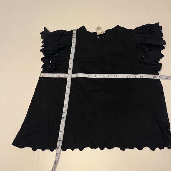 Anthropologie Seen Worn Kept Flutter Eyelet Black Top - Picture 9 of 15